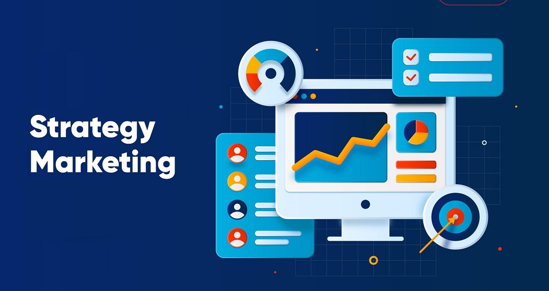 WebTazur Illustration de stratégie Marketing digital Liège avec graphiques, icônes d’analyse, cibles et canaux digitaux